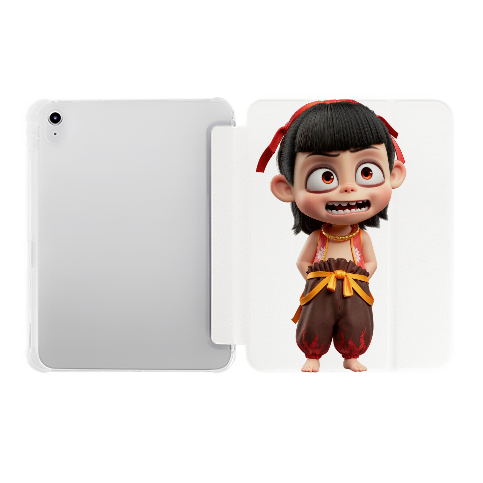 （画像用） Ne Zha 2 ナタ 魔童の大暴れ IPad ケース ペン収納付き 三つ折りスタンド PUレザー×シリコン 対応機種9.5/10.5/10.9インチ